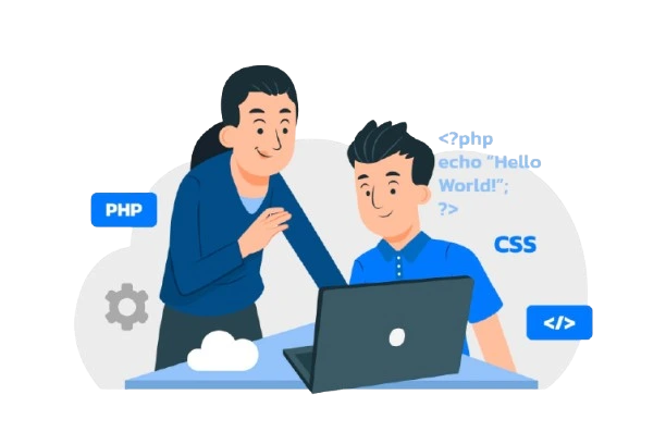 A photo of illustration where shows a environment of software development company