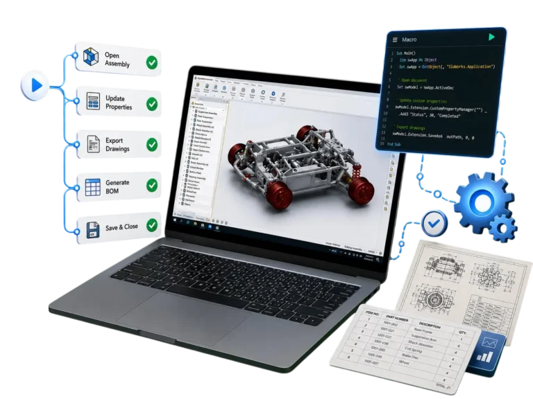 Automating CAD tasks in SolidWorks using SolidWorks API automation