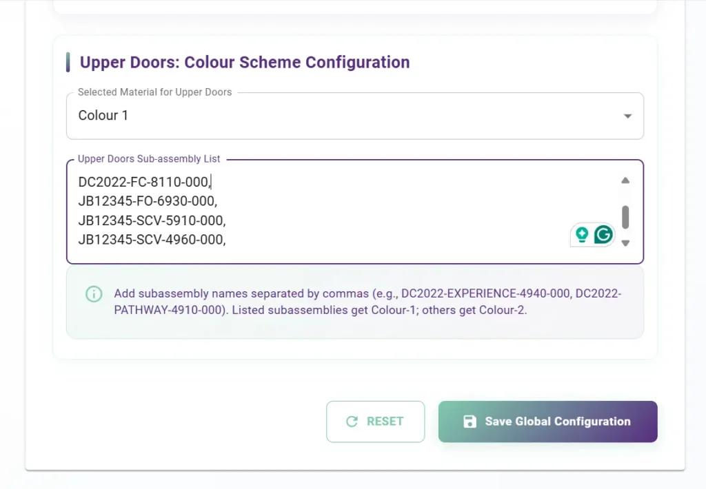 color scheme configuration